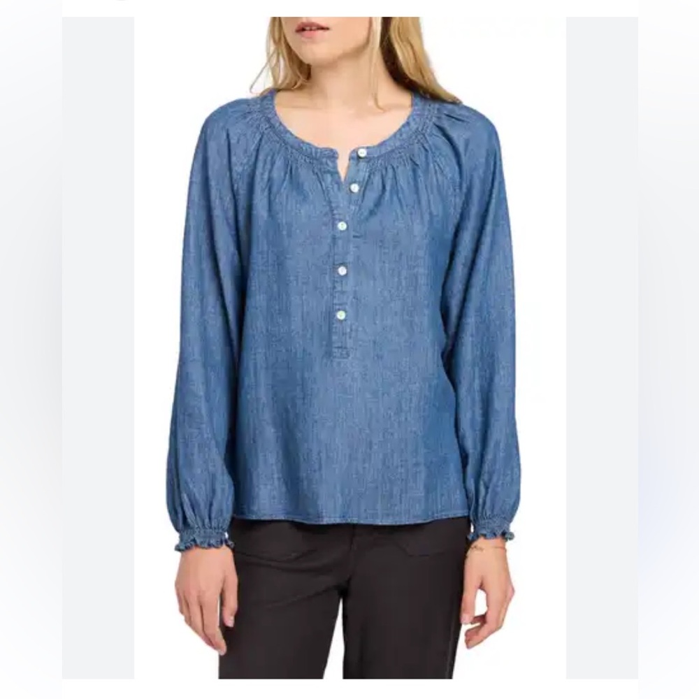 nwt Faherty The Tried and True Odette Denim Top XL
